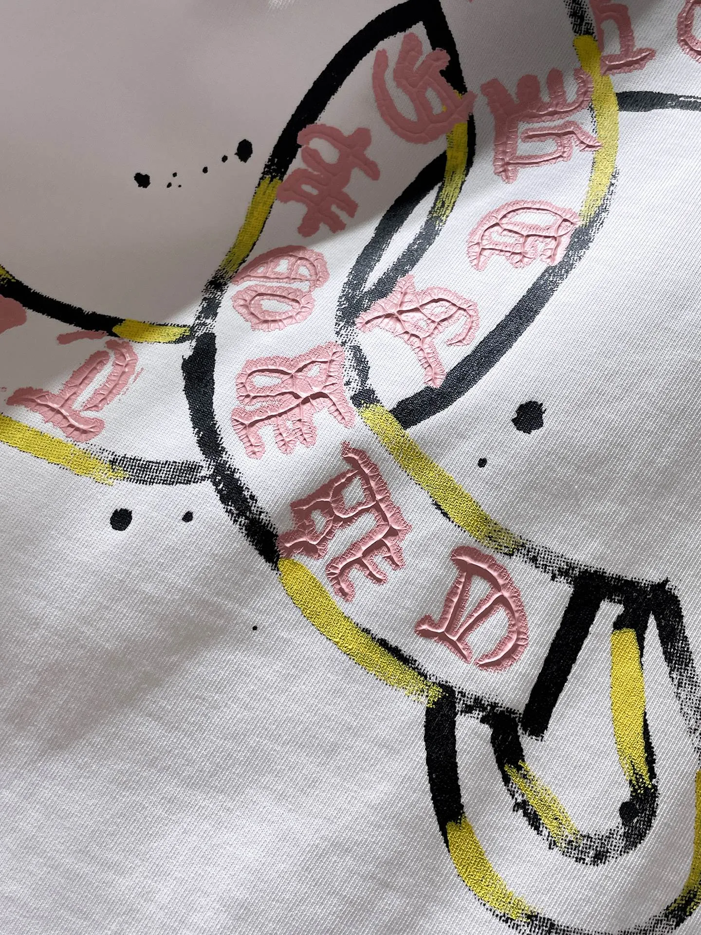 P150 new Chrome Hearts 25ss high-end version for summer! ! High-weight, environmentally friendly and high-quality top-quality fabric 280g Crow Sanskrit hand-painted scratched foam short-sleeves. Counter synchronization. 1:1 replica version. Recommended color: black white. Size: S, M, L, XL